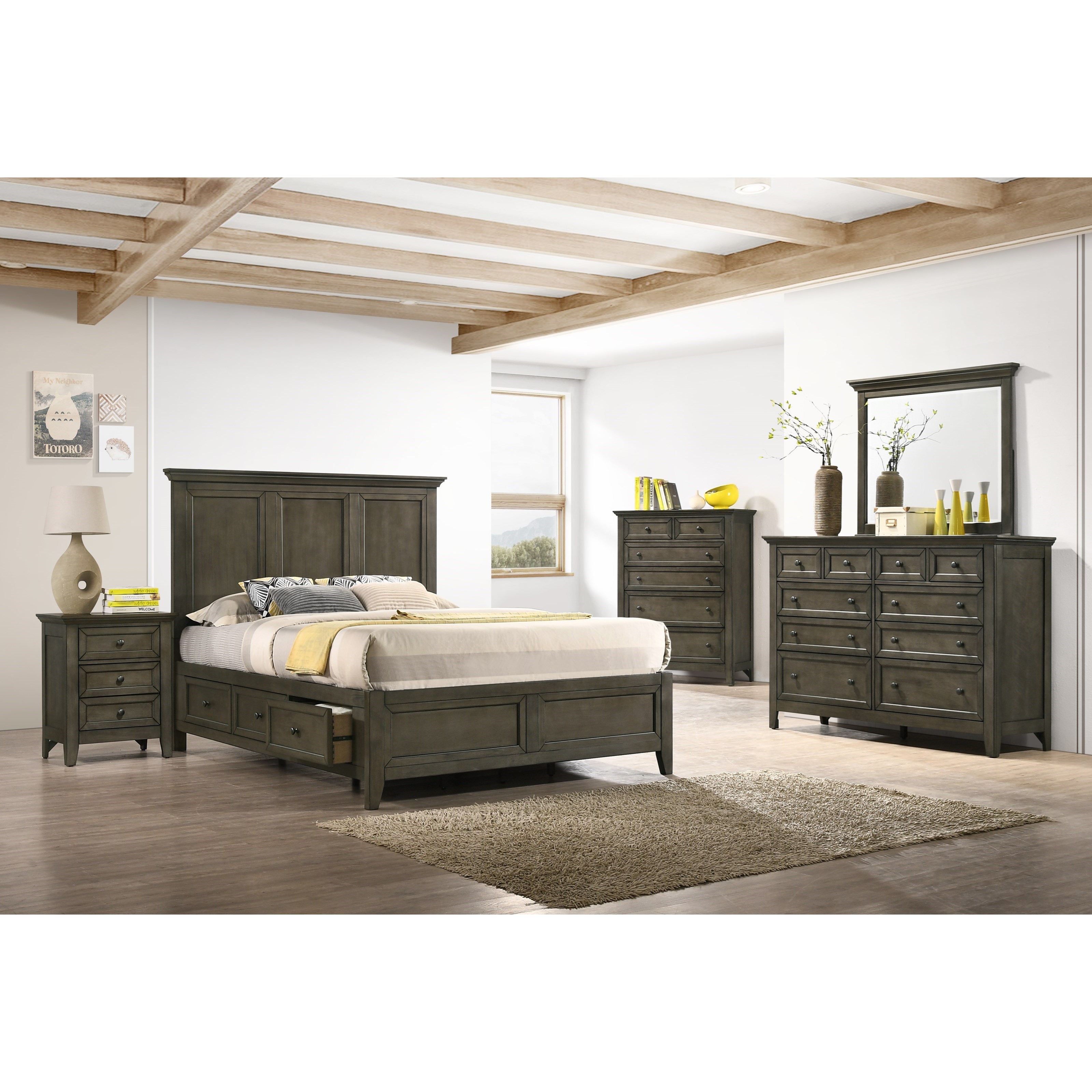 Intercon San Mateo Bedroom Transitional Queen Storage Bed with Six